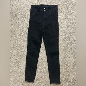 We The Free People Womens Feel Alright Skinny Jeans Black Stretch Size 31 Preppy